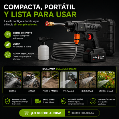 HidroMax Pro™ | Hidrolavadora Inalámbrica 48V