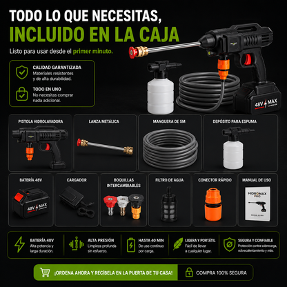 HidroMax Pro™ | Hidrolavadora Inalámbrica 48V