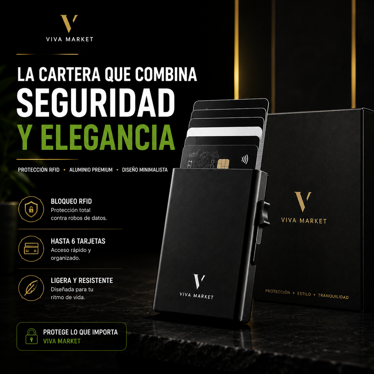 VivaShield™ Cartera Premium de Aluminio RFID