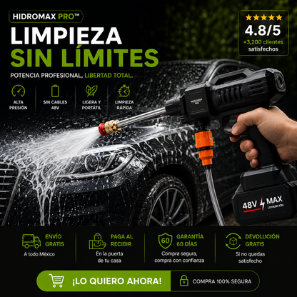 HidroMax Pro™ | Hidrolavadora Inalámbrica 48V