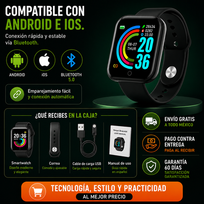 Smartwatch D20 Y68 Reloj Colores