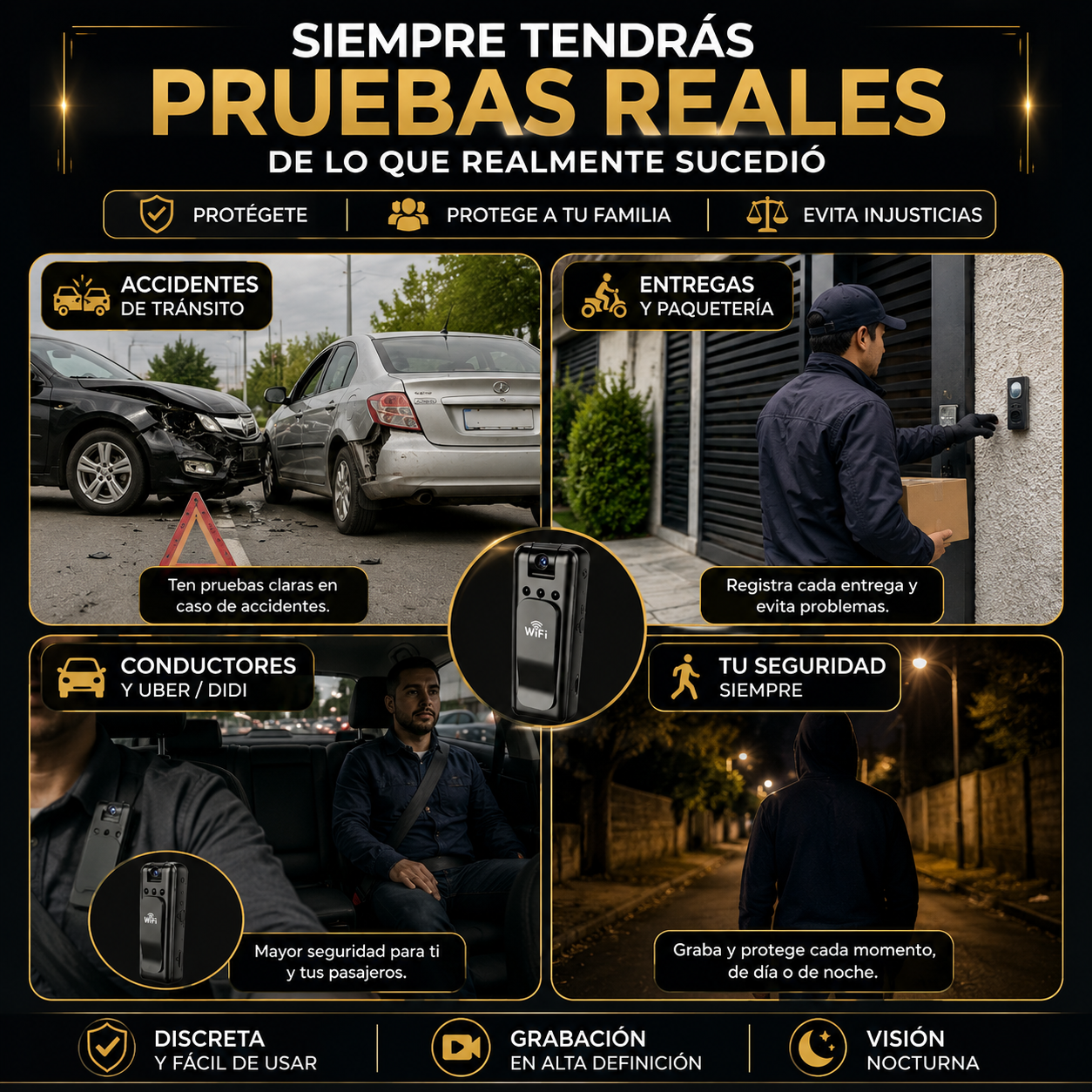 Mini Cámara Corporal WiFi HD™  Tu Seguridad Siempre Contigo