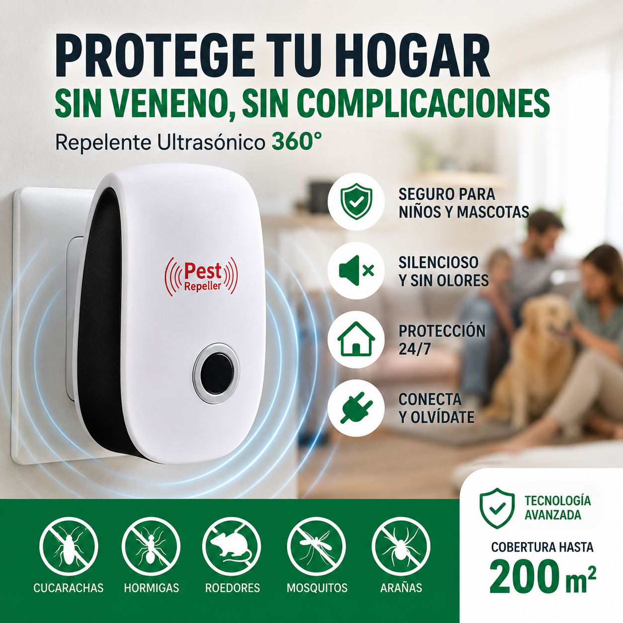 Repelente ultrasonico de plagas potente