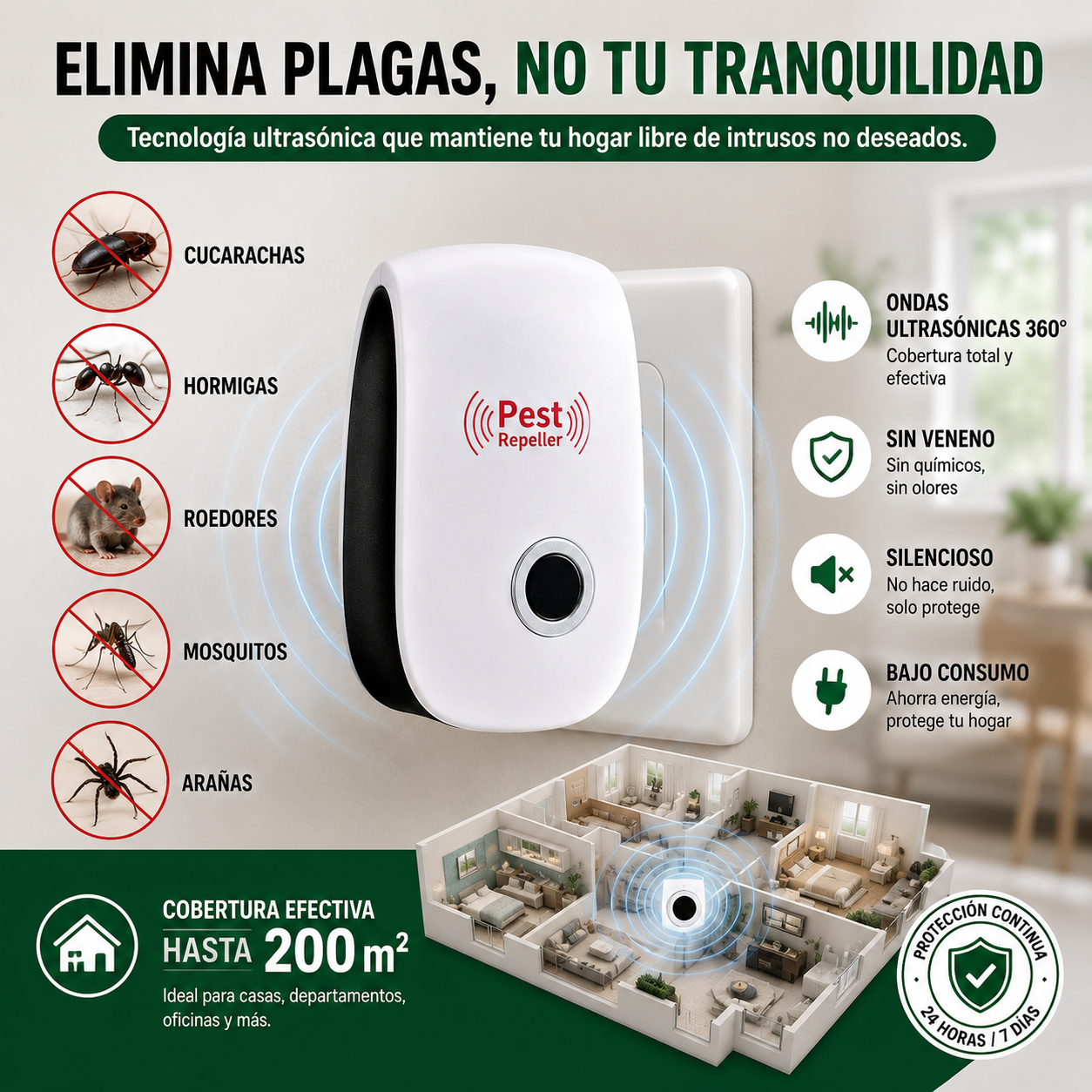 Repelente ultrasonico de plagas potente